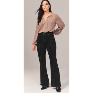 ABERCROMBIE & FITCH Curve Love High Rise Vintage Flare Jeans in Washed Black 24